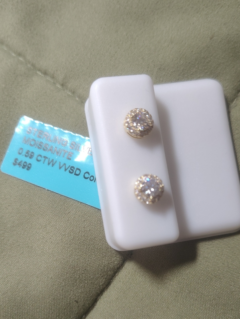 Sterling Silver Gold-Tone Cubic Zirconia Stud Earrings - White